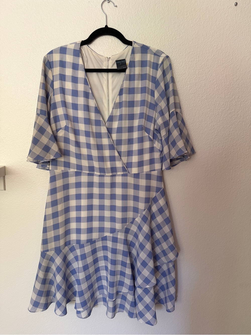 Violet Gingham Wrap-Style Dress